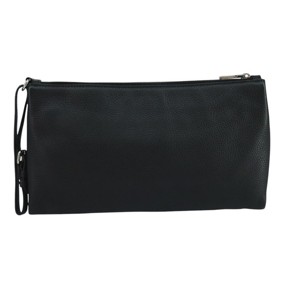 PRADA Clutch Bag Leather Black Auth ep7147 - Picture 2 of 16